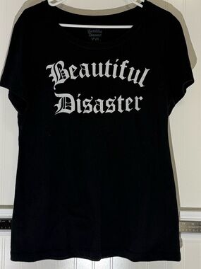 Beautiful Disaster Women's Black Short Sleeve Logo Tee